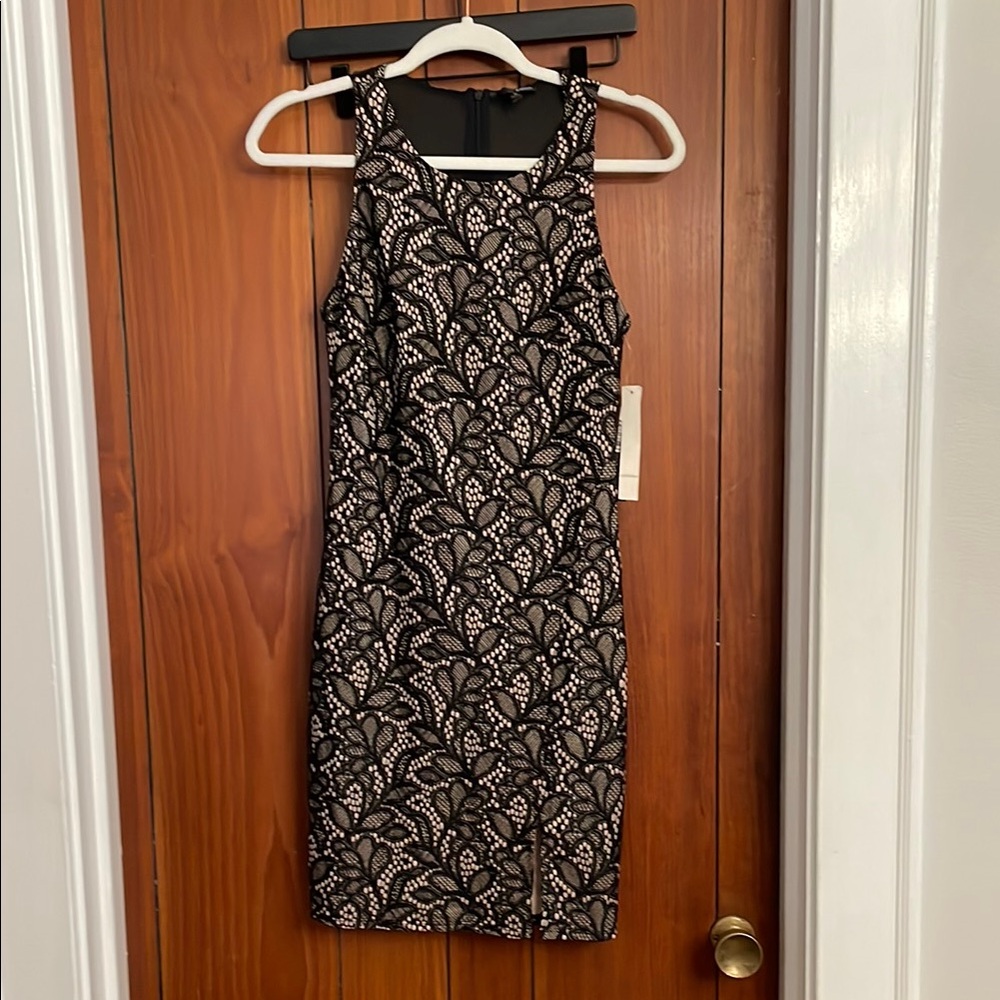 Black and Tan Bodycon Lace Mini Cocktail Party Dress
